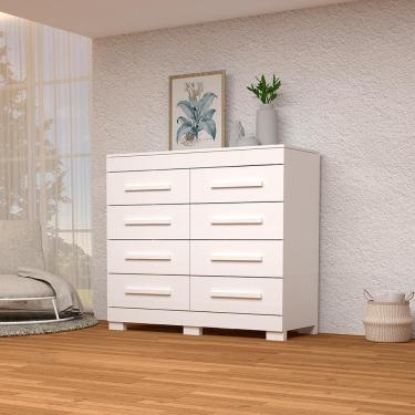 Imagem de Cômoda Índia 08 Gavetas 100% Mdf Linhamobília Branco