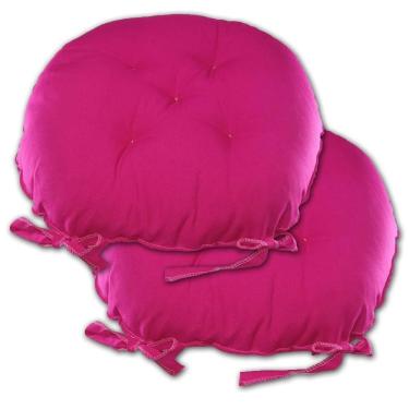 Imagem de Kit 02 Almofadas Futon Redondo Assento Para Cadeira 40x40 Rosa Pink