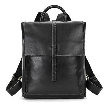 Imagem de Mochila de couro macio para homens moda bolsa de viagem para homens mochila diária para homens(Black)