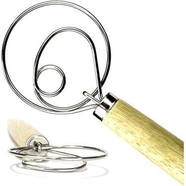 Imagem de Pacote com 2 batedores de massa dinamarqueses originais de 13,5 polegadas – Grande – Misturador de massa holandês para pão, biscoito, massa de massa de massa ou pizza – Melhor substituto para um misturador e liquidificador – Ferramenta de assar