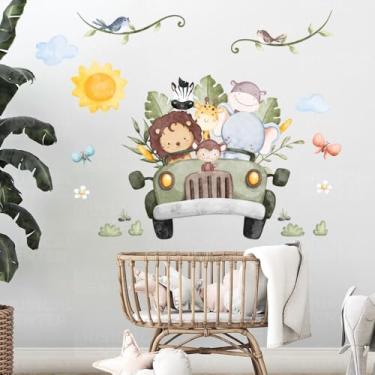 Imagem de Adesivo Safari Infantil Papel de Parede Quarto Bebê Kids Animais da Selva Fácil Aplicação Removível