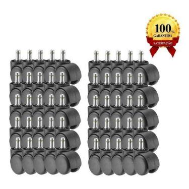 Imagem de Rodízio Rodinhas Nylon 50mm Para Cadeira e Móveis Kit C/ (50) - Escrit