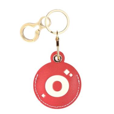 Imagem de Capa com porta-chaves de couro com letra inicial personalizada compatível com AirTag, linda capa protetora para etiqueta de ar com chaveiro, rastreador GPS antiarranhões, carteira para chaves de