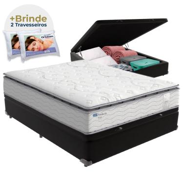 Imagem de Cama Box Baú Casal e Colchão Molas Ensacadas Amsterdã Probel