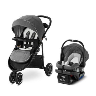 Imagem de Carrinho de Viagem Graco Modes 3 Lite Platinum com Assento Reversível, Dobrável com Uma Mão e Cadeirinha de Carro para Bebê SnugRide