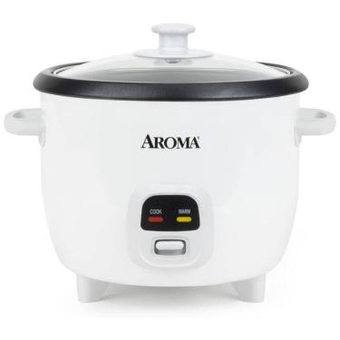 Imagem de Panela de Arroz AROMA, 3 Xícaras (Cru) / 6 Xícaras (Cozido), Pequeno, Fazendeiro de Mingau, Sopa, Manter Aquecido, 1,5L, Branco, ARC-393NG.