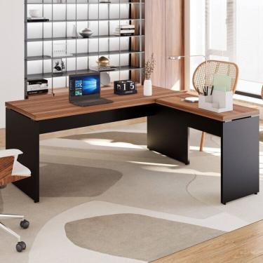 Imagem de Mesa para Escritório Diretor em L 170x160cm Espresso Móveis Marrom/Preto