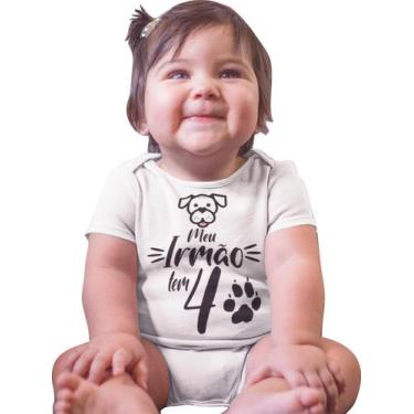 Imagem de Body Bebê Personalizado Meu Irmão Tem 4 Patas Branca - Del France, GG