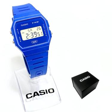 Imagem de Relógio Casio Unissex Digital Clássico Azul F-91WB-2A1DF