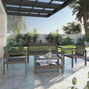 Imagem de Conjunto Poltronas Banco 3 Lugares e Mesa Madeira Maciça Orquídea Yescasa