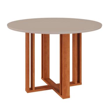 Imagem de Mesa de Jantar Redonda com Tampo mdf Flora Cinamomo e Off White 109 cm