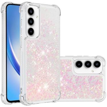 Imagem de Monwutong Capa Slim Fit para Samsung Galaxy A56, TPU macio com glitter líquido efeito areia movediça capa elegante de silicone com proteção de tela e câmera para Galaxy A56, LSWT Rosa