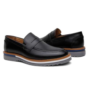 Imagem de Mocassim Masculino 100% Couro Onix Shoes - Loafer Azul, Caramelo e Preto com Conforto e Estilo para o Dia a Dia(Preto, BR, Adulto, Numérico, 41)