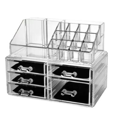 Imagem de Organizador De Maquiagem Acrílico Expositor Com Divisórias Para Cosméticos