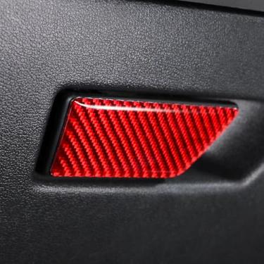 Imagem de BETTERHUMZ Guarnição do interruptor do porta-luvas do console central do carro compatível com Audi A3 8Y S3 RS3 Sportback 2021-2025 Fibra de carbono Co-Pilot Box Button Sticker Acessórios interiores