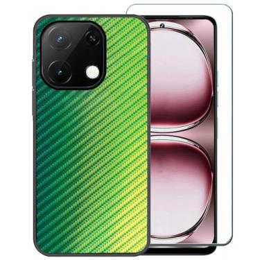 Imagem de Ranyi Capa para celular UMIDIGI Note 100/Note 100A com protetor de tela, estampa ondulada gradiente colorida, ultrafina, capa de borracha de silicone para UMIDIGI Note 100 5G/Note 100A (2025), verde
