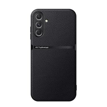 Imagem de Kepuch Capa para Samsung Galaxy A56 - Litchi Grano Case Placa de Metal Embutida - Preto