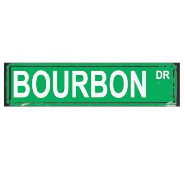 Imagem de Placa de rua Bourbon DR para placa de nome de porta, placa para casa, pátio, jardim, bar, casa de fazenda, garagem, decoração de parede, placa de metal, verde, 40,6 x 10,2 cm