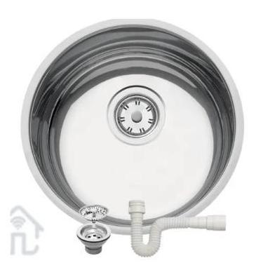 Imagem de Cuba Pia Cozinha Luna Redonda 30x30x14 Polida Ref: 94040/407 C/Sifão -