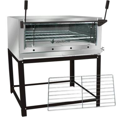 Imagem de Kit Forno Industrial Venâncio Roma Inox 90 Cm com Pedra Refratária Gás GLP + Grelha Adicional FIRI90