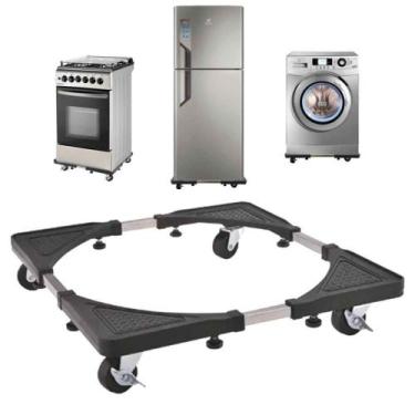 Imagem de Suporte de Geladeira Máquina de Lavar Fogão com Rodinhas e Ajustável -