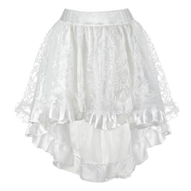 Imagem de Zhitunemi Fantasia feminina Steampunk estilo espartilho, saia vitoriana, vestido plus size, vestido de casamento com babados, roupa alta e baixa, Branco, XXG