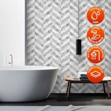 Imagem de Revestimento de Azulejo Chevron Marmorizado 250 - Inove Papéis de Pare