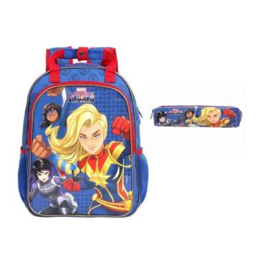 Imagem de Mochila Escolar de Costas e Estojo Capitã Marvel Rising - Dmw
