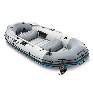 Imagem de Intex Mariner 3, conjunto de barco inflável para 3 pessoas com remos de alumínio e bomba de ar de alta saída (modelo mais recente)