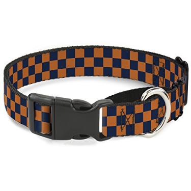 Imagem de Buckle-Down Coleira para cachorro xadrez laranja/azul escuro martingale, 3,8 cm de largura, serve para pescoço de 40,6 a 58,4 cm - médio