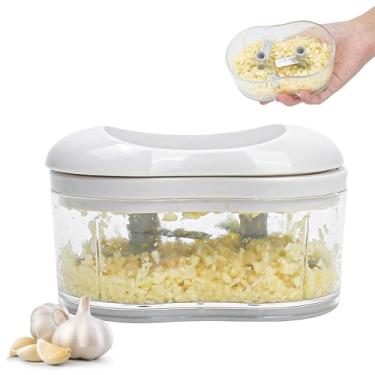 Imagem de Picador de alimentos, cortador manual para alho, cebola, legumes, pimentas, frutas, pequeno processador de alimentos portátil, fácil de usar para cozinha doméstica