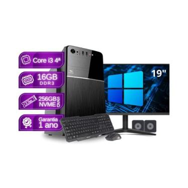 Imagem de Computador Completo Core i3 16GB SSD 256GB kit teclado e mouse Monitor