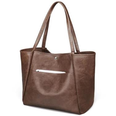 Imagem de Sacola Monrich Large 25L de material vegano para mulheres marrom escur