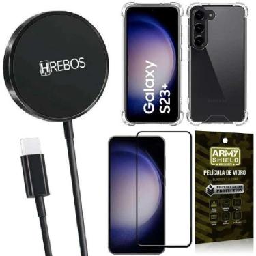 Imagem de Kit Carregador Sem Fio Samsung S23 Plus + Capinha + Película - Armyshi