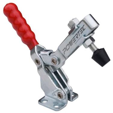 Imagem de POWERTEC 1 grampo de alternância, capacidade de retenção de 226 kg, grampos verticais de liberação rápida 12130 com ponta de pressão de borracha antiderrapante para gabaritos e luminárias de