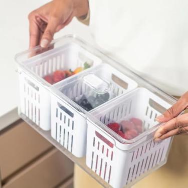 Imagem de Organizador De Geladeira com 3 Cestos e Tampa Acrílico 5L Clear Fresh