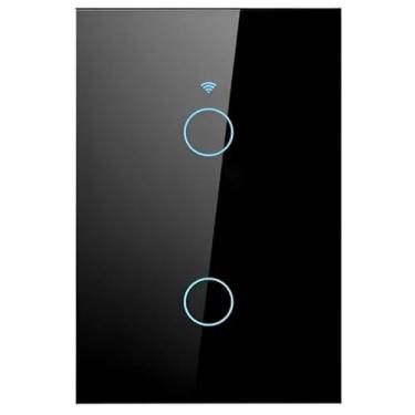 Imagem de Interruptor Inteligente - Avant Neo - 2 Botões Touch Wi-Fi, com design em vidro preto e compatibilidade com Alexa e Google