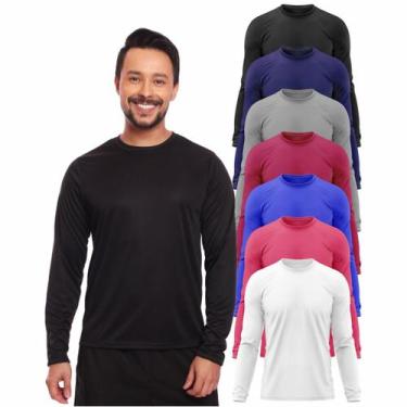 Imagem de Kit 7 Camisetas Masculina Proteção Solar Uv Manga Longa Segunda Pele -
