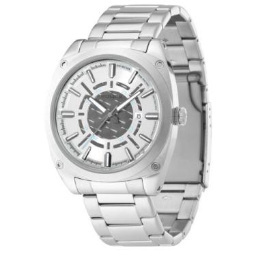 Imagem de Police Relógio masculino de quartzo com mostrador analógico prateado e pulseira de aço inoxidável prata 12698JS/04M, Prata, Movimento de quartzo