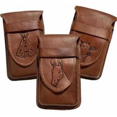 Imagem de Porta Celular Bainha Country Para Cinto Em Couro Universal Estampas - 