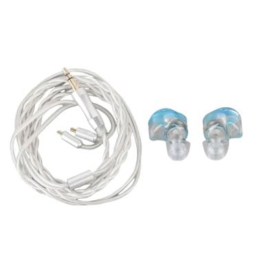 Imagem de Fones de Ouvido Com Fio do IEM HIFI, Fone de Ouvido Com Cancelamento de Ruído Com Cabo Prateado Destacável, Plugue de 3,5 Mm, 3 Tamanhos de Silicone para Músicos, Cantores, (Azul