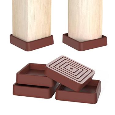 Imagem de CHWM Porta-Copos, Rodízios, Almofadas Antiderrapantes Para Móveis, Pisos De Madeira, Protetores Antiderrapantes, Pés Quadrados Silicone (Marrom, 4 Peças 4")