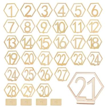 Imagem de WenffbBou 30 Peças De Números Mesa Madeira, 1-30 Suporte Para Recepção Casamento Com Base, Centrais Rústicas Mesas, Placa Madeira Banquete, Restaurante, Decoração Festa