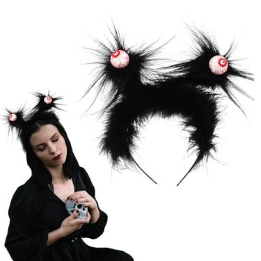 Imagem de Tiara com globos oculares de terror para o Dia das Bruxas, acessório de cabelo para fantasia de festa de Halloween, Preto, 18*23cm/7*9 inches