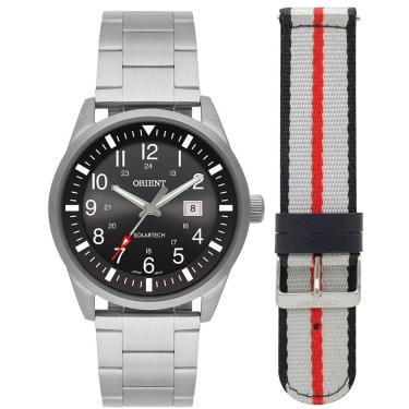 Imagem de Relogio Orient Masculino SOLAR prata preto troca pulseira MBSS1451 P2SX