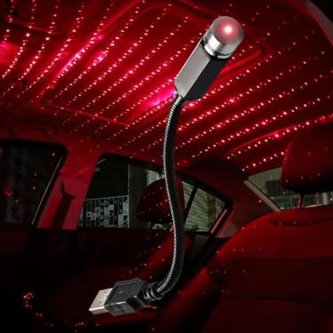 Imagem de Projetor USB Star, luz noturna, projetor de céu estrelado romântico ajustável, luz de carro, luz de teto decorativa portátil para quarto, carro, festa, parede, teto (vermelho)