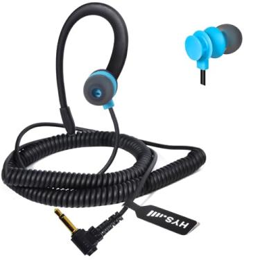 Imagem de HYS Fone de ouvido de 1 pino de 3,5 mm, recebe apenas fone de ouvido compatível com Motorola Hytera Kenwood Vertex Yaesu Walkie Talkie Microfone (BLUE3.5C-1)