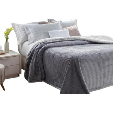 Imagem de Manta Cobertor Canelada Casal Com Sherpa Premium (Cinza)
