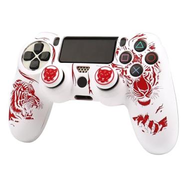 Imagem de RALAN Capa para controle Tiger HeadDesign com 2 alças de polegar compatível com PS4/Playstation 4 Slim/Pro Controller