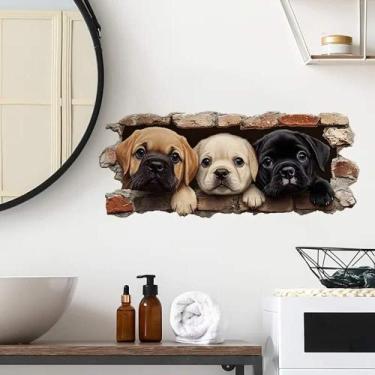 Imagem de Adesivo De Parede Buraco 3D Cachorros - Lojinha Da Luc Adesivos